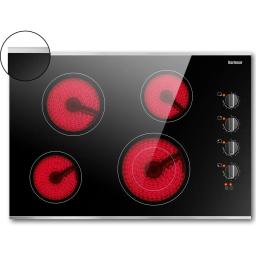 Karinear 30 Inch Electric Cooktop 4 Burners, Knob Control Built-in Ceramic Cooktop, 30" Radiant Electric Stove Top with Glass Pr