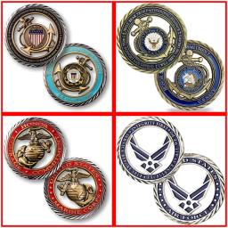 United States Marines Corps Coast Guard Air Force Navy Core Values Challenge Coin Military Collector's Medallion Hollow Design