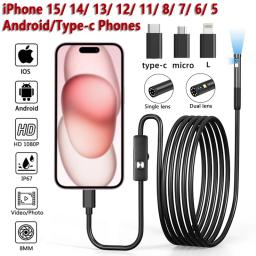 8mm 1080P Endoscope Automotive Boroscope Inspection Device Camera For Apple Iphone IOS Smart Phone Android Type C Cars Mobile