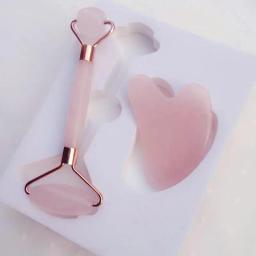 Face Lifting Tool Massager Rose Quartz Roller Slimming Natural Jade Facial Massage Roller Stone Skin Massage Beauty Care Set Box