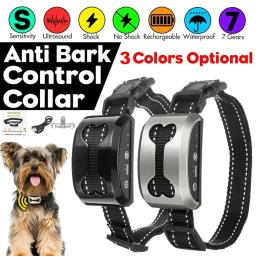 Pet Dog Anti Bark Guard Waterproof Auto Anti Humane Bark Collar Stop Dog Barking Rechargeable Shock/Safe USB Electric Ultrasonic