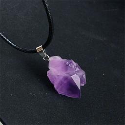 Natural Purple Amethysts Cluster Point Pendants Healing Crystals Energy Gemstones Necklace Jewelry Wholesale