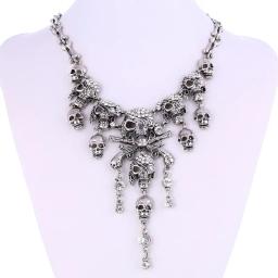 Classic Vintage Pirate Skeleton Skull Choker Necklace Pendant For Women Men Retro Rhinestone Biker Gothic Punk Party Jewelry