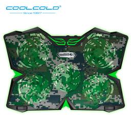 COOLCOLD  Laptop Cooling Pad, Ultra Quiet Laptop Cooler Stand with 5 LED Fans 2 USB Port gaming cooling pad