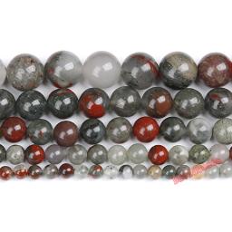 Fctory Price Natural African Blood Stone Round Gem Beads 16" Strand 6 8 10 MM Pick Size For Jewelry Making diy