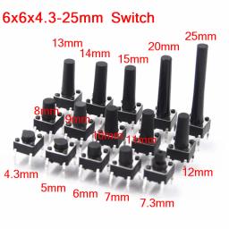 6x6mm Panel PCB Momentary Tactile Tact Mini Push Button Switch DIP 4pin 6x6x4.3/5/6/7.3-25 MM 6*6*4.3MM 5MM 6MM 7MM 8MM - 25MM