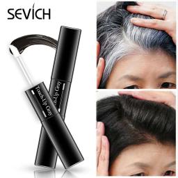 One-Time Hair dye Pen  Instant Gray Root Coverage Hair Color white to dark brown black 2 brushes soft head easy apply temporary