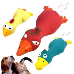 Natural Rubber Dog Toy Chicken Pet Latex Vocal Screaming Toys Cat Bite Vocal Bird Squeak Chew Duck Puppy Chew Toy Tooth Cleaning