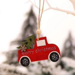 Car Ornaments Small Christmas Tree Hanging Wooden Pendants Elk Cartoon Animal Ornaments 2025 New Christmas Holiday Decorations