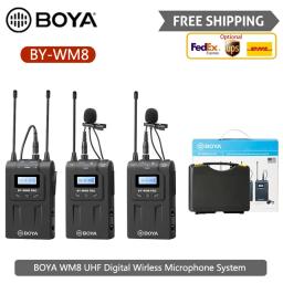 BOYA BY-WM8 BY WM8 Pro K1 K2 K3 K4 K7 UHF Dual Wireless Microphone system Interview Mic for iPhone for pc DSLR Video Camera