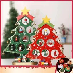 Wooden Christmas Tree Desktop Ornament DIY Mini Christmas Tree Decorations Window Display Ornament adornos navideños