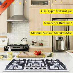 5 Burners Stainless Steel Natural gas Built-In Cooktop Countertop Cook Stove