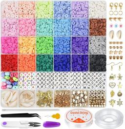 Rainbow Color Flat Chip Beads For Boho Bracelet Necklce Making Letter Beads Accessories Kit DIY Toys for Kids Adult Xmas Gift