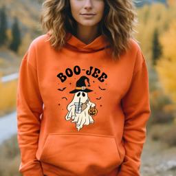 Vintage Halloween Funny Ghost Boo Jee Woman Graphic Hoodies All Saints' Day Pumpkin  Autumn and Winter Keep Warm Man Pullover