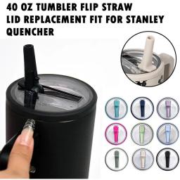 40 Oz Tumbler Flip Straw Lid Replacement For Stanley Reusable Straw Cover Creative Design Folding Straw Seal Up Leak Proof Lid