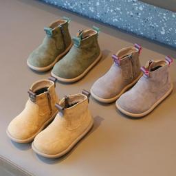 Autumn Winter Baby Boys Girls Boots Oxford Suede Children Casual Shoes Outdoor Anti-slip Infant Shoes Plush Kids Ankle Boots