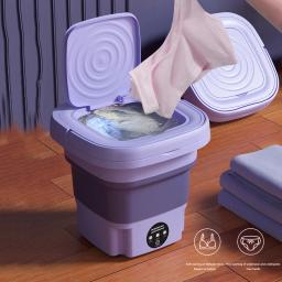 8L Green Purple Folding Washing Machine Three-Gear Mode Decontamination Simulated Hand Gentle Rotation Folding for US EU UK Plug