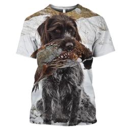 Hot Selling Summer Men Boar 3d Printed T-shirt Jungle Animal Wild Duck Hunting Cane Camouflage Fashion Large Size Short Sleeve