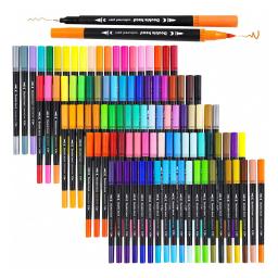 12/24/36/60/80/100/120 PCS Dual Markers Brush Pen Fine Double Tip Art Marker Coloring Hand Lettering Drawing School Supplied