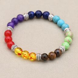 7 Chakra Mixed Stone Healing Chakra Pray Mala Bracelet DIY Beads Handmade Jewelry Balancing Bracelets