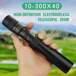 10-300X Zoom Powerful Binoculars Long Range Professional Monocular Telescope HD 4K High Quality BAK4-Prisms Portable for Camping