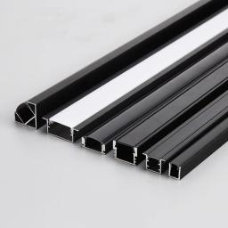 Black Led Aluminum Profile U/W/V With Milky PC Cover kitchen Cabinet Closet Lamp LED Strip Shelf Light Channel Holder Diffuser