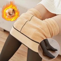 Women Fleece Pantyhose Sexy Black Translucent Warm Winter Leggings Stockings High Waist Elastic Slim Thick Velvet Tights Women