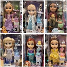 Disney Cartoon Princess Seris Salon Doll Frozen 2 Elsa Anna Snow White Long Hair Doll Girl Gift Kawaii Boxed Toys For Girl