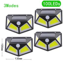 100 COB Led Solar Lights Outdoor Smart 3 Modes Sensor Solar Powered Waterproof With Wide Angle Wall Light Garden