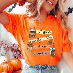 Legend Wife Mom Grandma Fall Shirts Halloween Pumpkin Coffee Tee Happy Thanksgiving Turkey Pumpkin Season Shirt Clothes