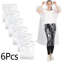 6Pcs Disposable Waterproof Raincoat Outdoor Hiking Mountain Travel Emergency Transparent Portable Adult Poncho Rain