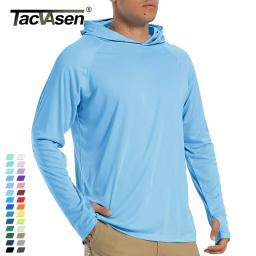 TACVASEN Sun Protection T-Shirts Mens Long Sleeve Hoodie Casual UV-Proof T-Shirts Breathable Lightweight Quick Dry T shirts Male