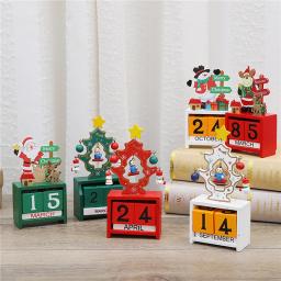 Christmas Count Down Calendar Santa Claus Elk Snowman Wooden Calendar Christmas Ornaments Home Desktop Decoration New Year Gifts