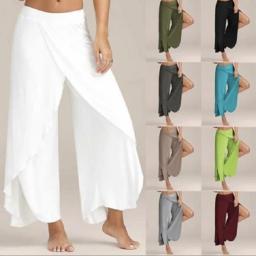 woman trousers autumn/winter wide-legged pants yoga solid color hollow out fashion woman's Trousers dropshipping JUFk003