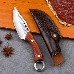 Handmade forged knife with sheath, high carbon stainless steel kitchen chef knife, suitable for multifunctional gifts such as