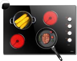 Electric Cooktop 30 Inch Knob Control Built-in Radiant Electric Stove Top with 4 Burners 30 in Electric Stove Burner