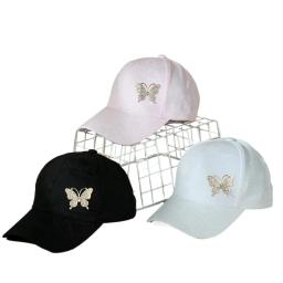 Lace Metal Rhinestone Butterfly Baseball Cap Embroidery Flower for Women Girls Leisure Breathable Sunscreen Solid Colour Sun Hat