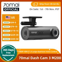 70mai Car DVR 3 M200 1080P HDR English Voice Control Night Vision 70mai M200 Support 24 Hour Parking Surveillance WiFi