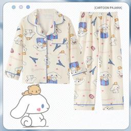 2pcs Kid's Cinnamoroll Pajamas, Long Sleeve Top & Pants Set, Kuromi Sanrio Print Loungewear, Comfy Casual Set, Girl's Clothes