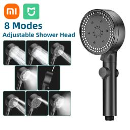 Xiaomi 8 Modes High-Pressure Shower Head Pressure Boost Powerful Bath Artifact Large Water Output Bathroom Handheld Accessories