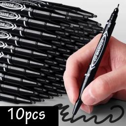 10Pcs/set Double Tip Art Black Blue ink Permanent Paint Marker Pen for Plastic Wood Stone Metal Glass Doodling Marking Graffiti