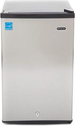 CUF-210SS Mini, 2.1 Cubic Foot Energy Star Rated Small Upright Freezer with Lock, Stainless Steel, Black