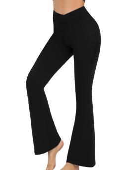 Flared Leggings Crossover Women's Yoga Pants Control Tummy High Waist Wide Leg Pants