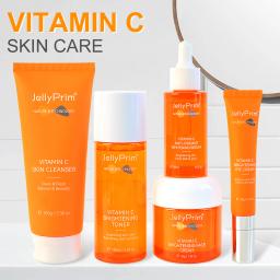 Vitamin C Full Face Skin Care Set Whitening Cream Dark Spots Serum Dark Circle Eye Facial Cleaning Moisturizing Lightening Kits