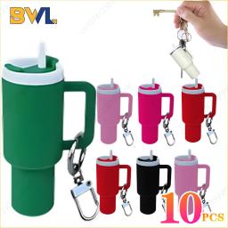 10PCS Colorful Mug Keychain Miniature Tumbler Cup Replica Keychain Chapstick Holder Charm Bar Stash Tumbler Mini Cup Keychain