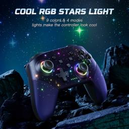 Switch Controller, LED Star Wireless Pro Controller for Switch/Lite/OLED, Multi-Platform Windows PC/IOS/Android Controller with