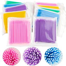 100Pcs Eyelash Cleaning Brush Lash Extension Micro Cotton Swab Individual Eyelashes Microbrush Beauty Makeup Clean Remover Tools