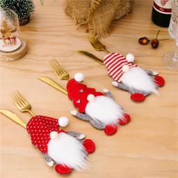 4/2/1PCS Xmas Cutlery Bag Santa Claus Knife Fork Storage Pocket Bag Christmas New Year Tableware Decorations Home Ornament