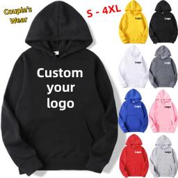 Men and Women DIY Printed Hooded Sweatshirt Loose Pullover  Spring Autumn Winter Cotton Customize your logo Hoodie (S-4XL)