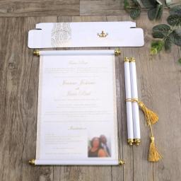 100Pcs Personalized Scroll Invitation Card For Wedding Birthday Party Custom White Paper Greeting Cards With Gift Box Tassel